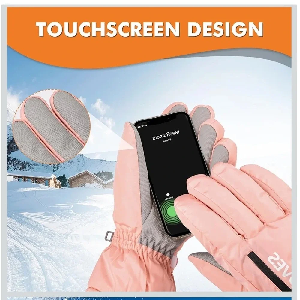 Womens Winter Outdoor Warm Gloves Waterproof Windproof Touchscreen Black Small